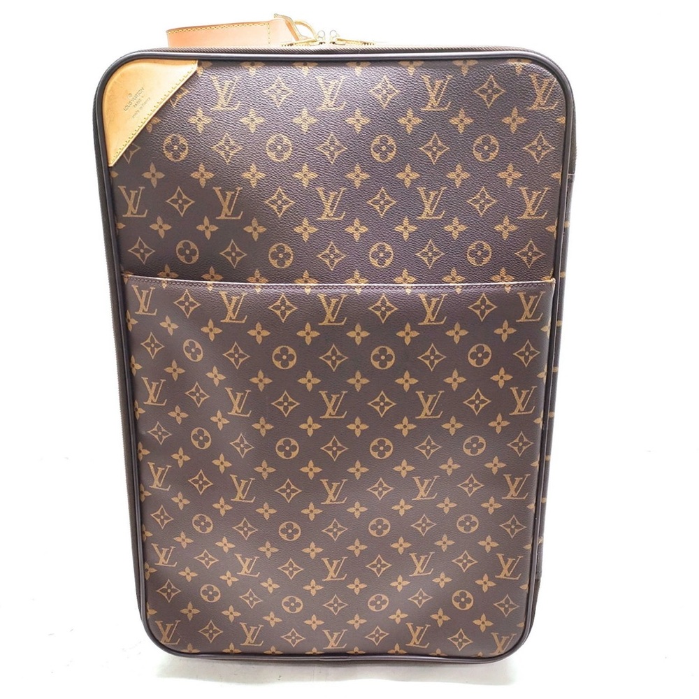 AUTH Louis Vuitton LV Travel Bag Suitcase Pegas 55 Brown Monogram